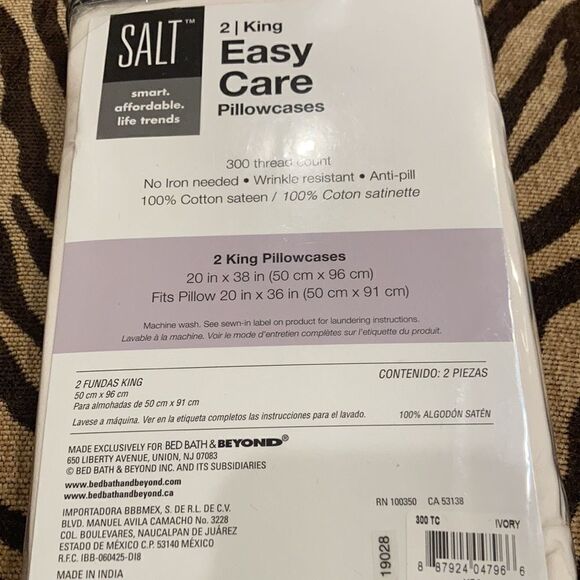 New SALT™ 300-Thread-Count Cotton Sateen Pillowcases (Set of 2) ivory - Picture 7 of 7
